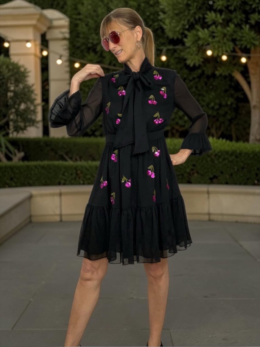Kate Spade Sequins Cherries Shirtdress 4 Black Mini